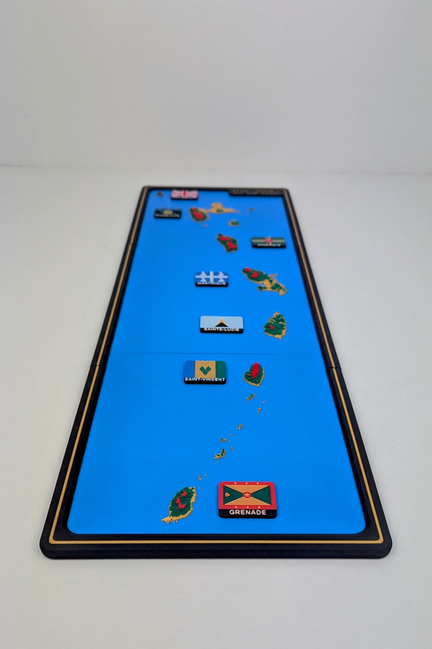 Carte impression 3D de l'Arc volcanique des petites Antilles avec drapeaux