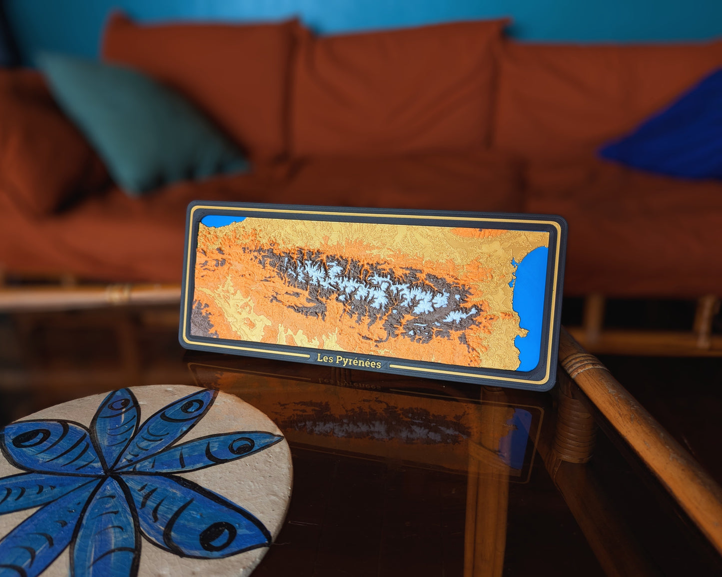 Pyrénées - Carte topographique en relief 3D