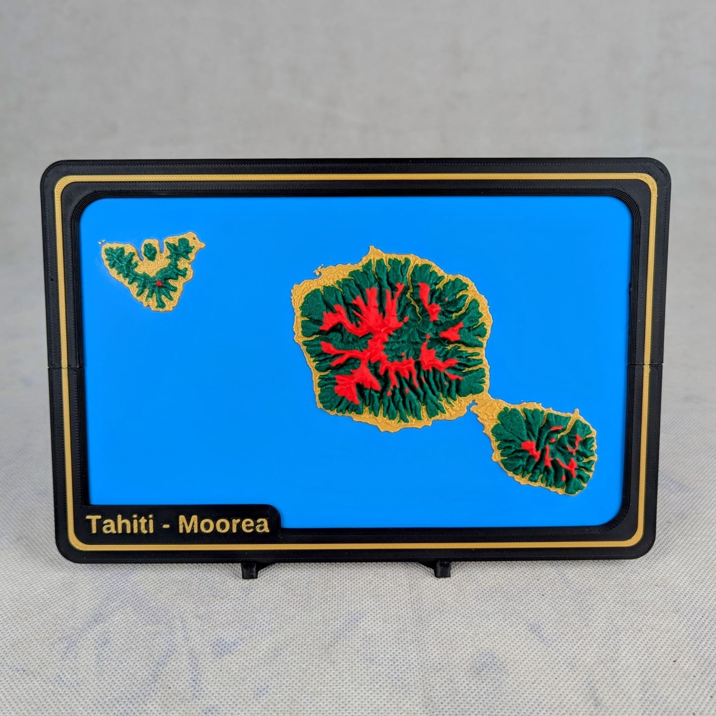 carte en relief de la topologie 3D de Tahiti et de Moorea
