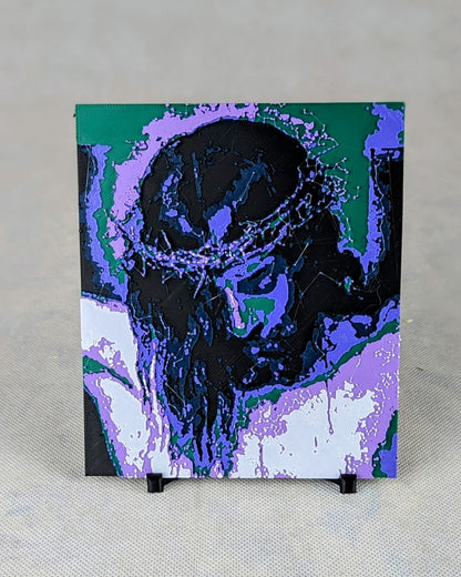 Christ en croix de Diego Velázquez pop art pixel art couleurs vibrante en relief 3d