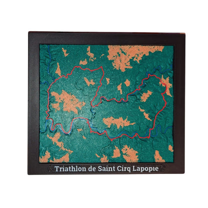 Triathlon de Saint Cirq Lapopie - Carte topographique en relief 3D