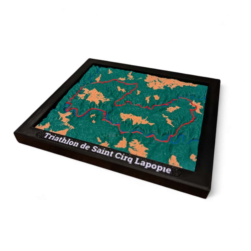 Triathlon de Saint Cirq Lapopie - Carte topographique en relief 3D