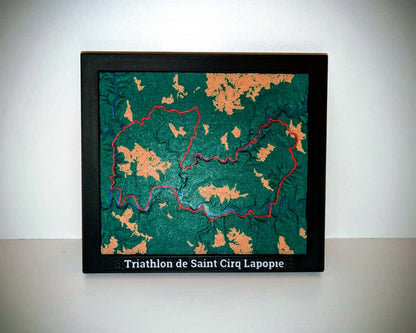 Triathlon de Saint Cirq Lapopie - Carte topographique en relief 3D