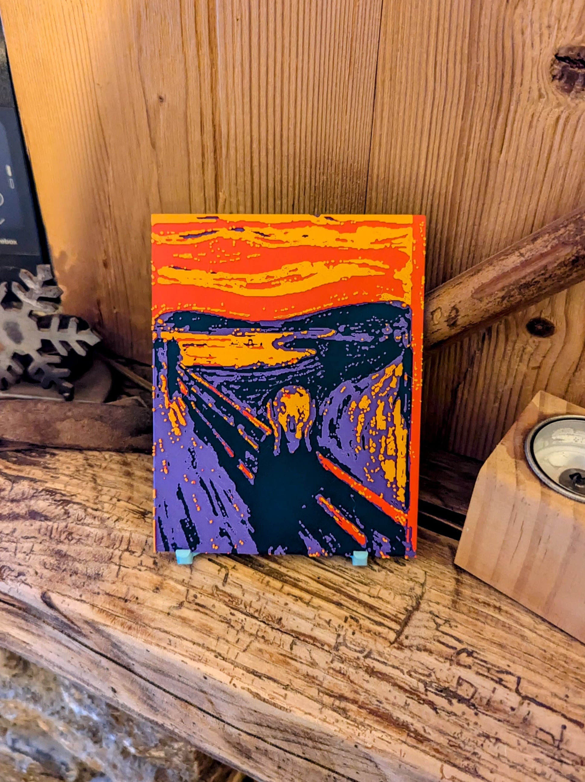 Le Cri de Munch en photo relief 3d couleurs vibrantes décoration intérieur et bureau