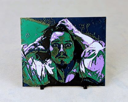 Le désespéré de Gustave Courbe en couleurs imprimé en 3d avec relief pixel art et pop art