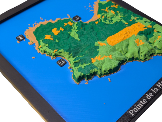 Pointe de la Hague - Carte topographique en relief 3D