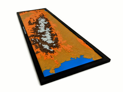 Pyrénées - Grand format - Carte topographique en relief 3D