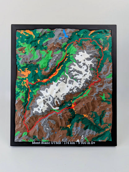 Ultra Trail du Mont Blanc - Carte topographique en relief 3D